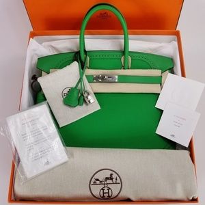 NEW HERMES BIRKIN 35 GHILLIES BAMBOO TOGO PHW